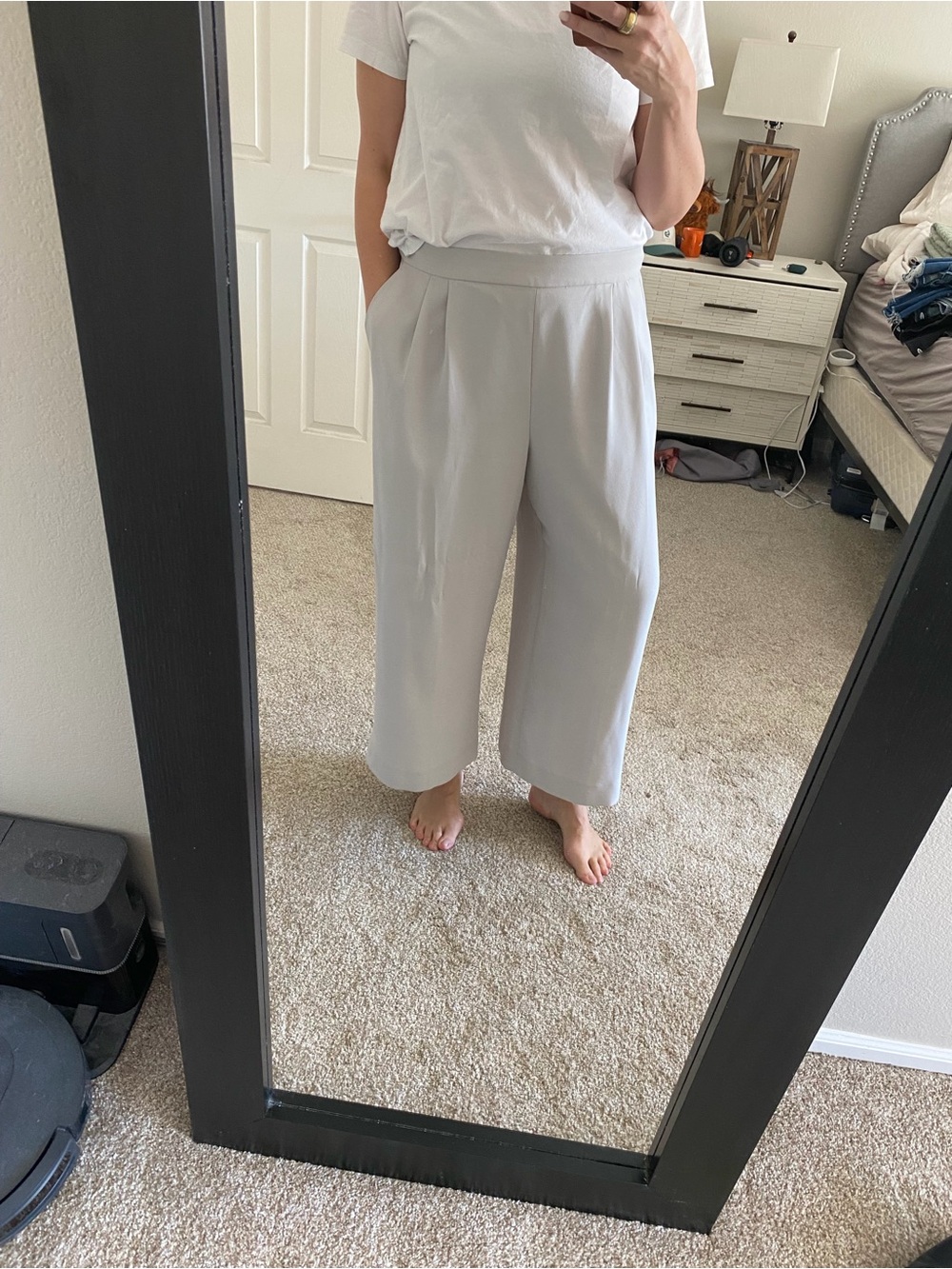 TALL J. Crew Light Gray Wide Leg Cropped Pants